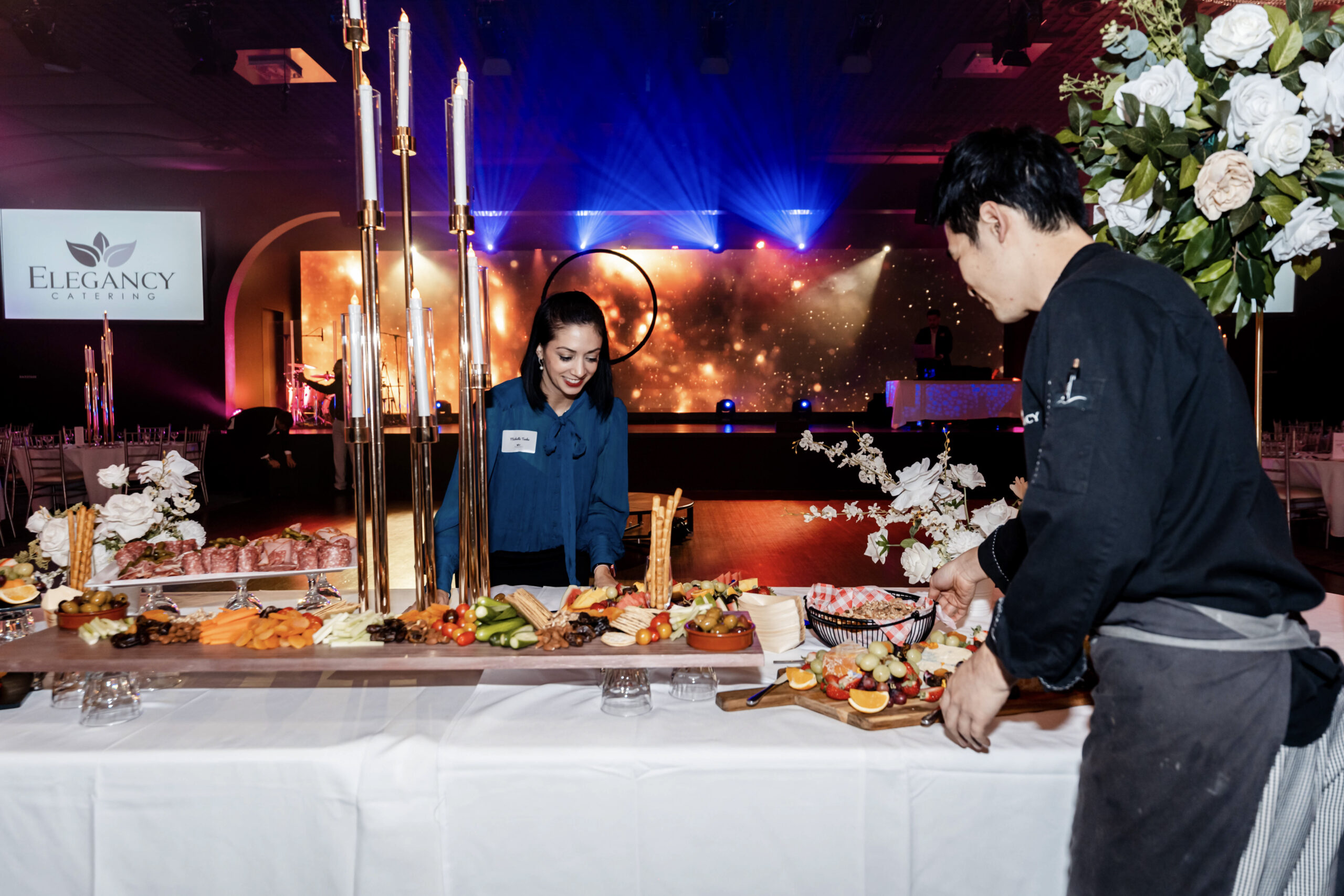 Elegancy Group Preparing the beautiful table with delicous food